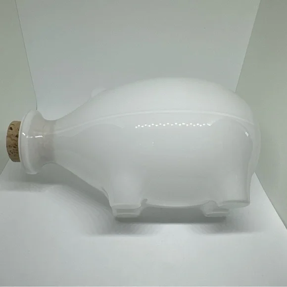 Vintage Iittala Napsu Pig Decanter Valto Kokko Finnish White Glass Design Cork